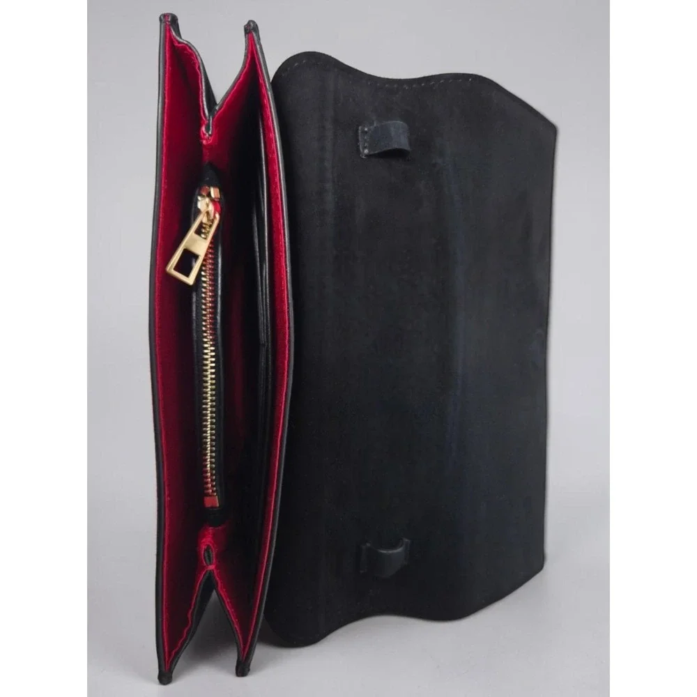 Hobbs London Black Suede‎ Leather Convertible Clutch Shoulder Bag
